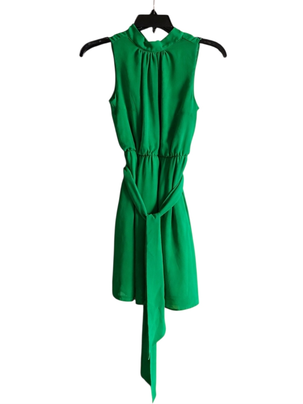 New York & Company Emerald High-Neck Midi Dress with Tie Waist